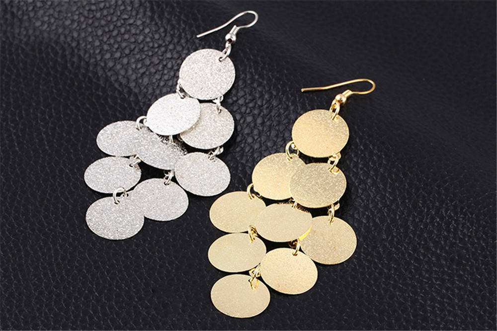 Fashion Women Dangle Drop Earrings Sexy Party Long Round Coin Tassel Earrings Bridal Earrings Gift
