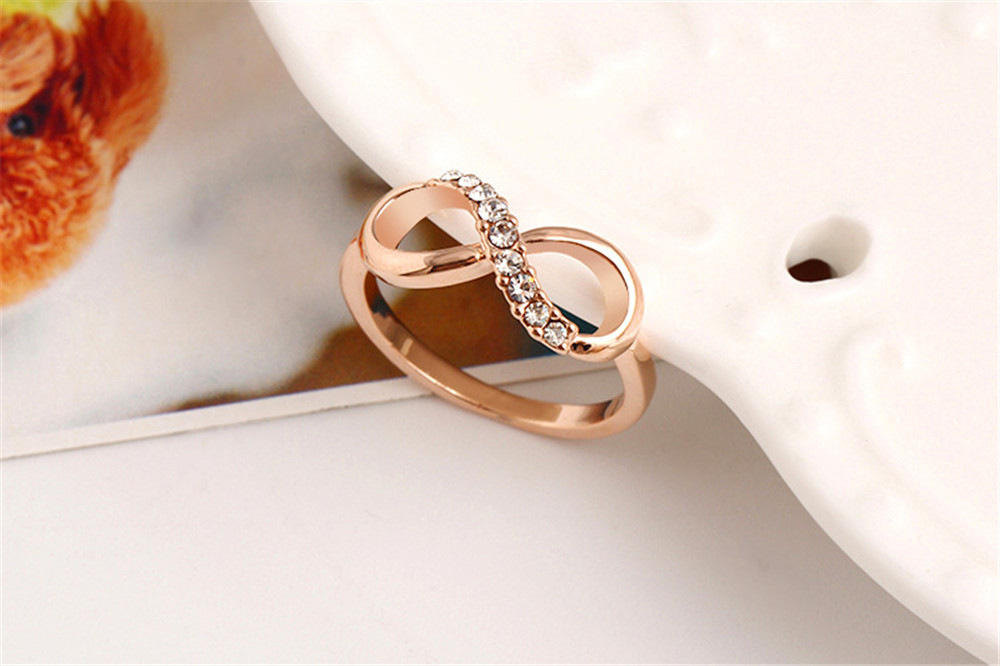 Fashion Cubic Zirconia Crystal Rings Women Statement Rose Gold Infinite Ring Wedding Jewelry