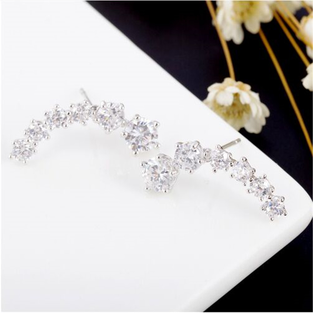 Moon Element Crystal Earrings Ear Hook for Women Girl Stud Earrings Best Gift Jewelry