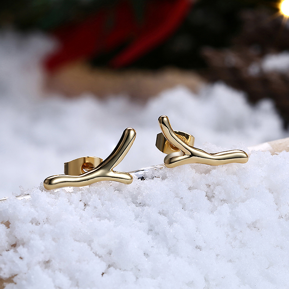 3 Colors Fashion Christmas Antlers Charms Earrings Stud Party Jewelry for Women