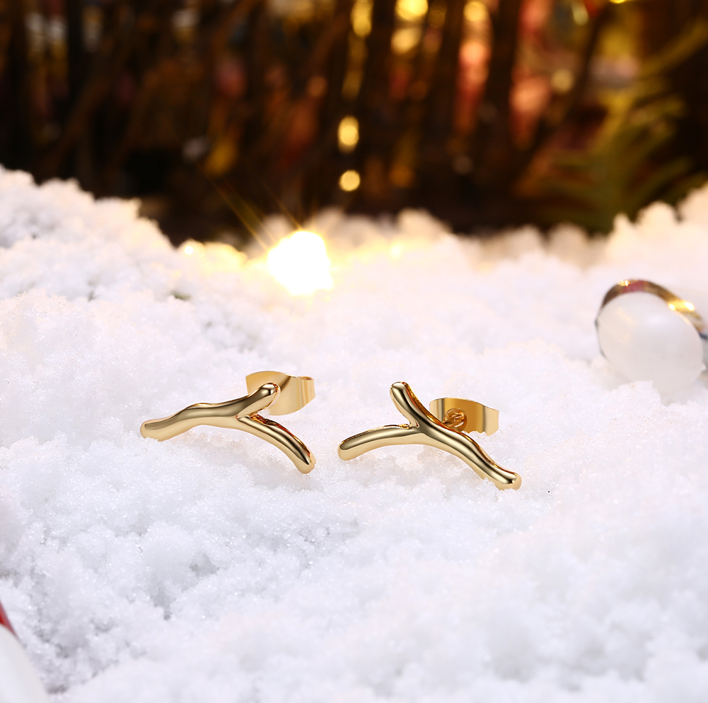 3 Colors Fashion Christmas Antlers Charms Earrings Stud Party Jewelry for Women