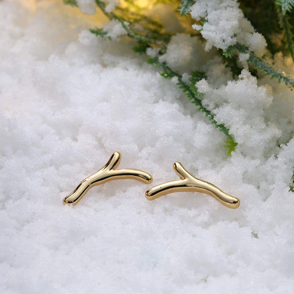 3 Colors Fashion Christmas Antlers Charms Earrings Stud Party Jewelry for Women