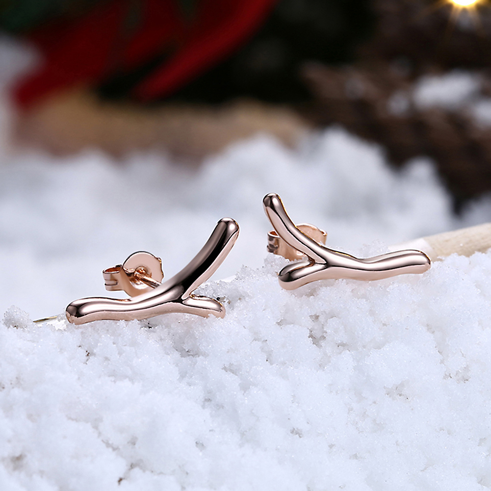 3 Colors Fashion Christmas Antlers Charms Earrings Stud Party Jewelry for Women
