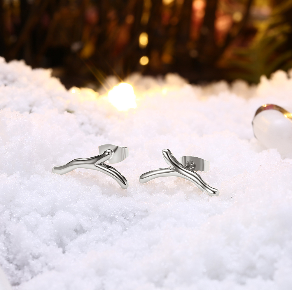 3 Colors Fashion Christmas Antlers Charms Earrings Stud Party Jewelry for Women