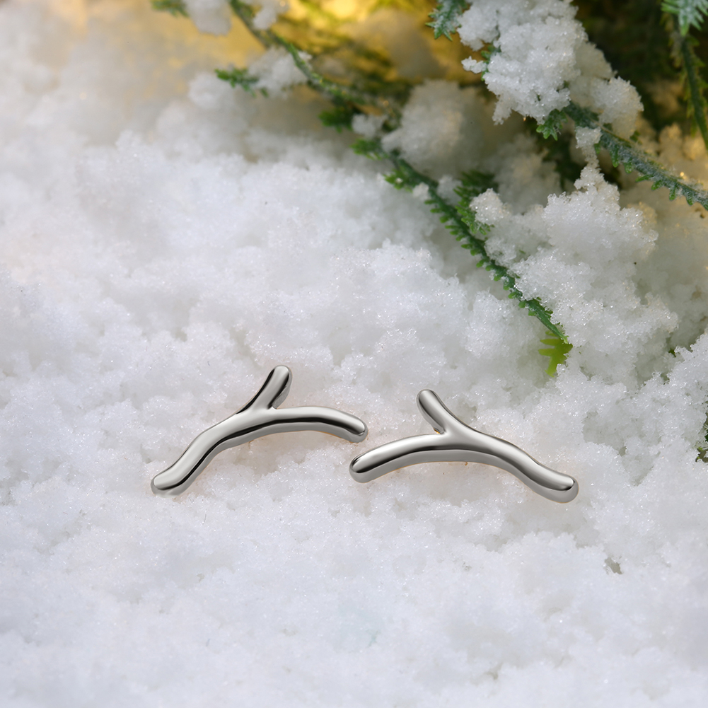 3 Colors Fashion Christmas Antlers Charms Earrings Stud Party Jewelry for Women