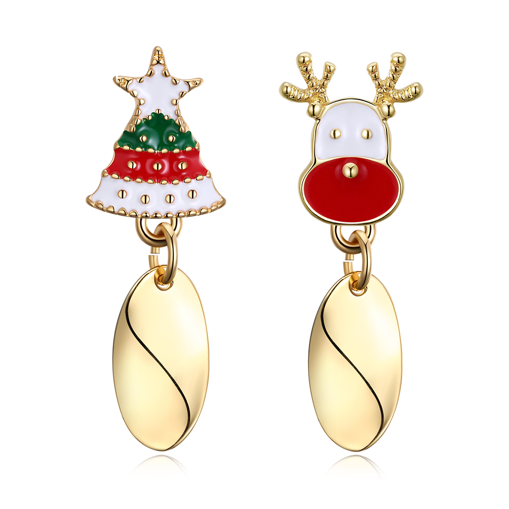 Christmas Tree Reindeer Stud Earrings Jewelry Asymmetrical Earrings for Women Gifts