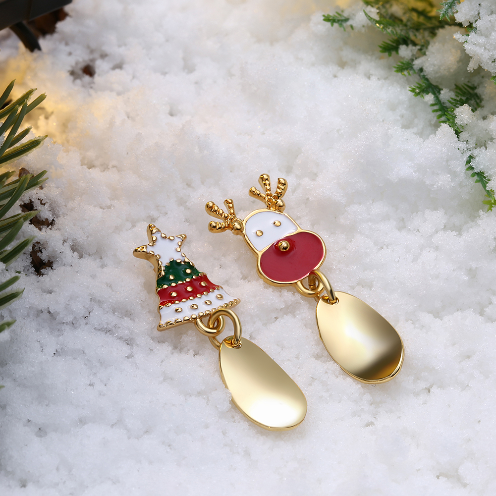 Christmas Tree Reindeer Stud Earrings Jewelry Asymmetrical Earrings for Women Gifts