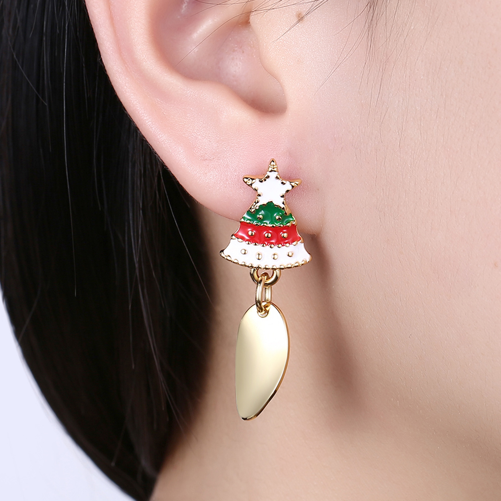 Christmas Tree Reindeer Stud Earrings Jewelry Asymmetrical Earrings for Women Gifts