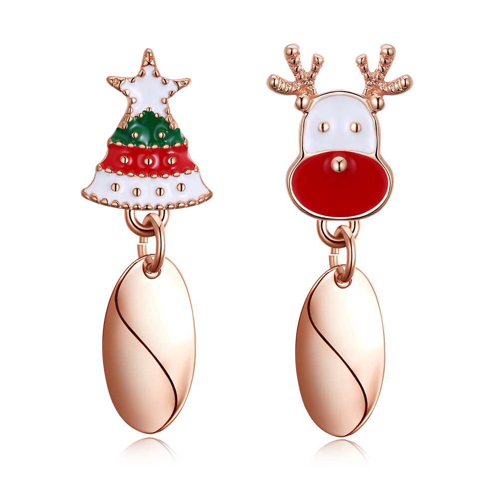 Christmas Tree Reindeer Stud Earrings Jewelry Asymmetrical Earrings for Women Gifts