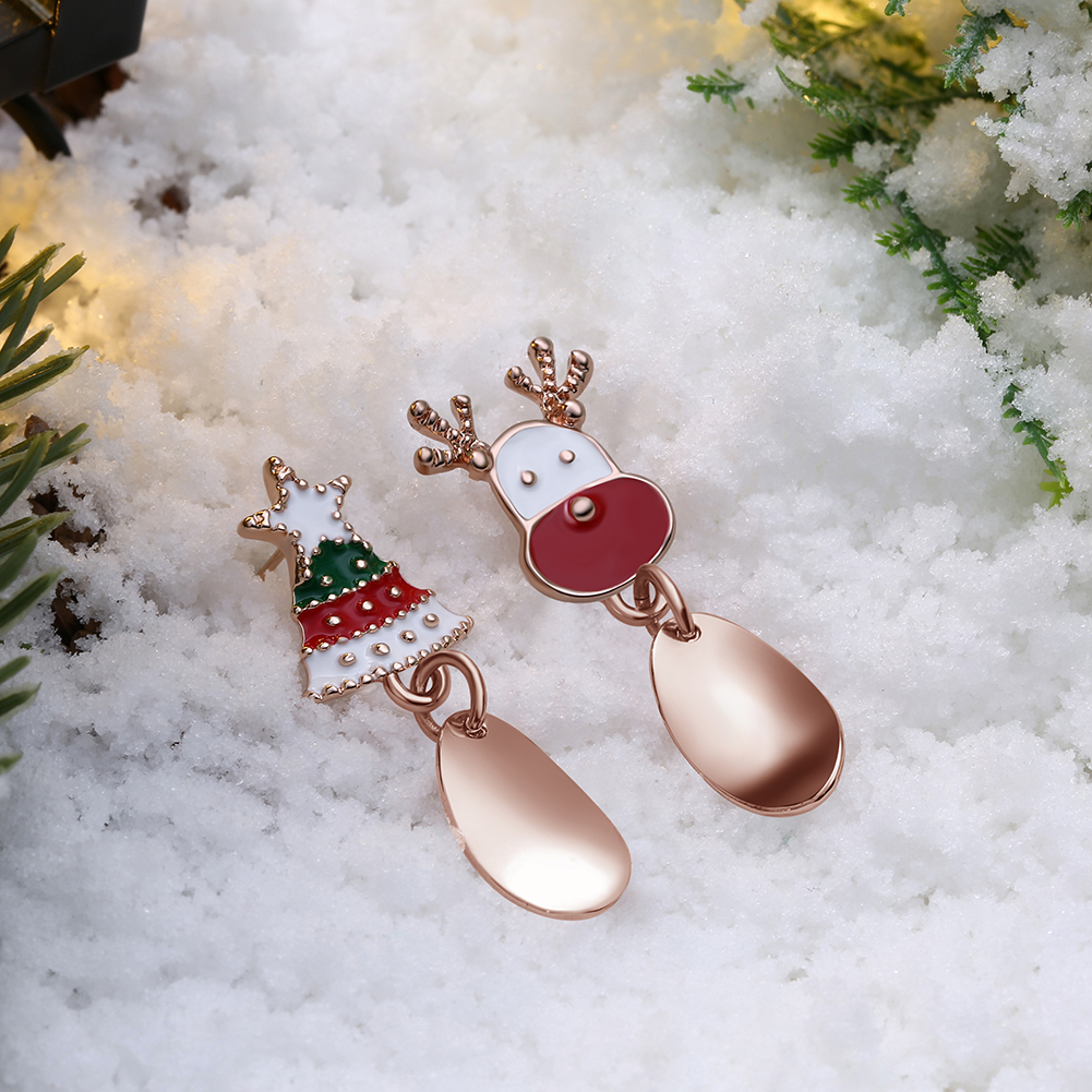 Christmas Tree Reindeer Stud Earrings Jewelry Asymmetrical Earrings for Women Gifts
