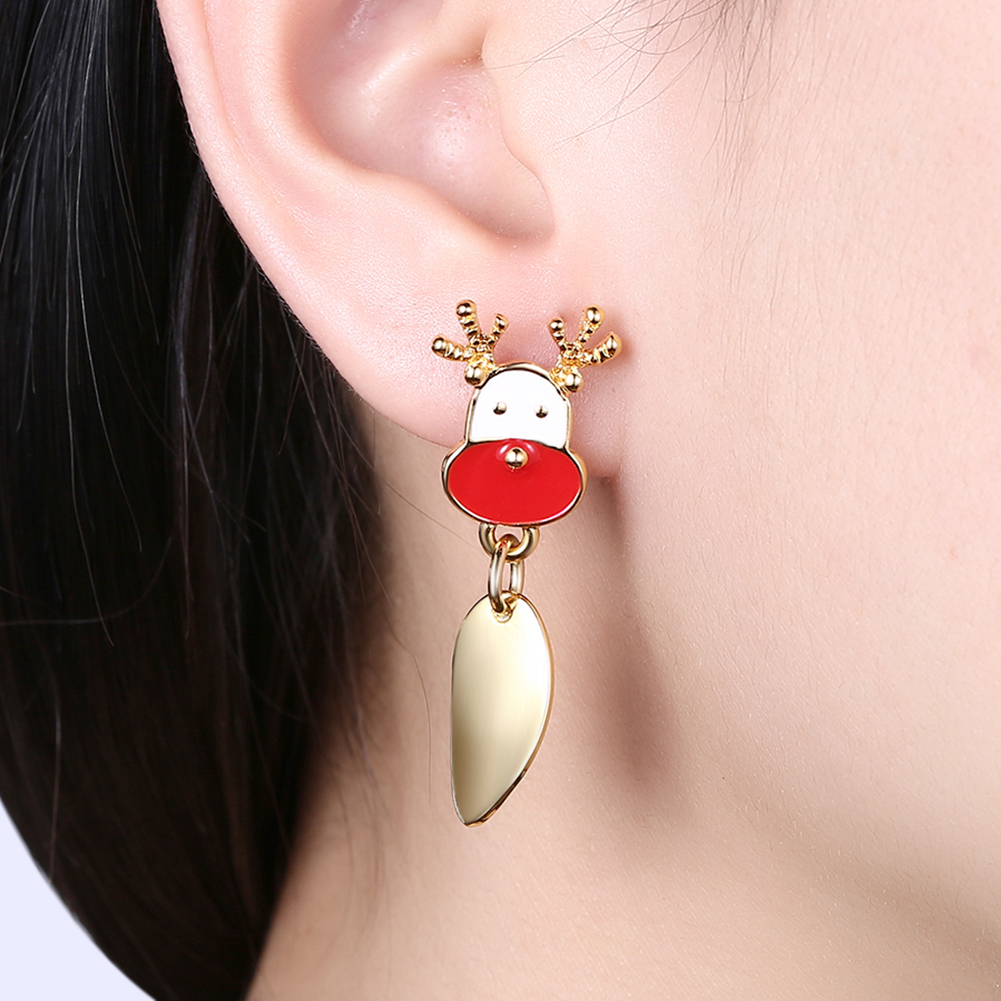 Christmas Tree Reindeer Stud Earrings Jewelry Asymmetrical Earrings for Women Gifts