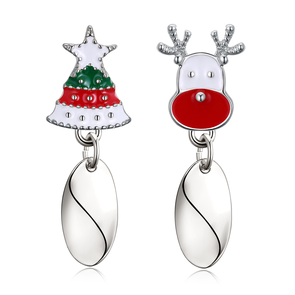 Christmas Tree Reindeer Stud Earrings Jewelry Asymmetrical Earrings for Women Gifts