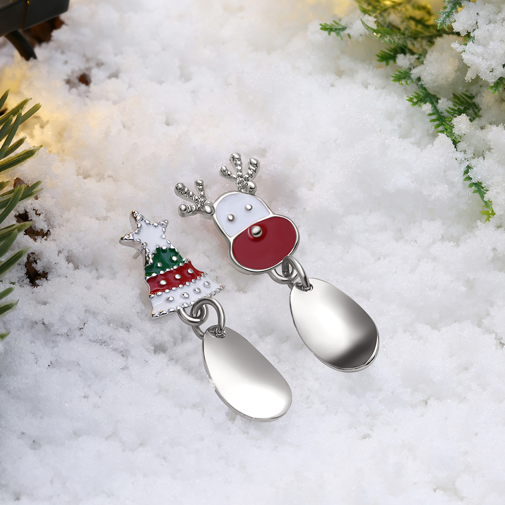 Christmas Tree Reindeer Stud Earrings Jewelry Asymmetrical Earrings for Women Gifts
