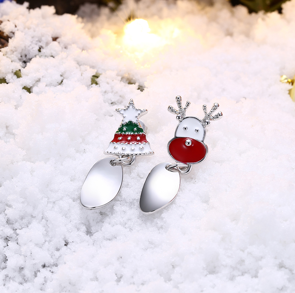 Christmas Tree Reindeer Stud Earrings Jewelry Asymmetrical Earrings for Women Gifts
