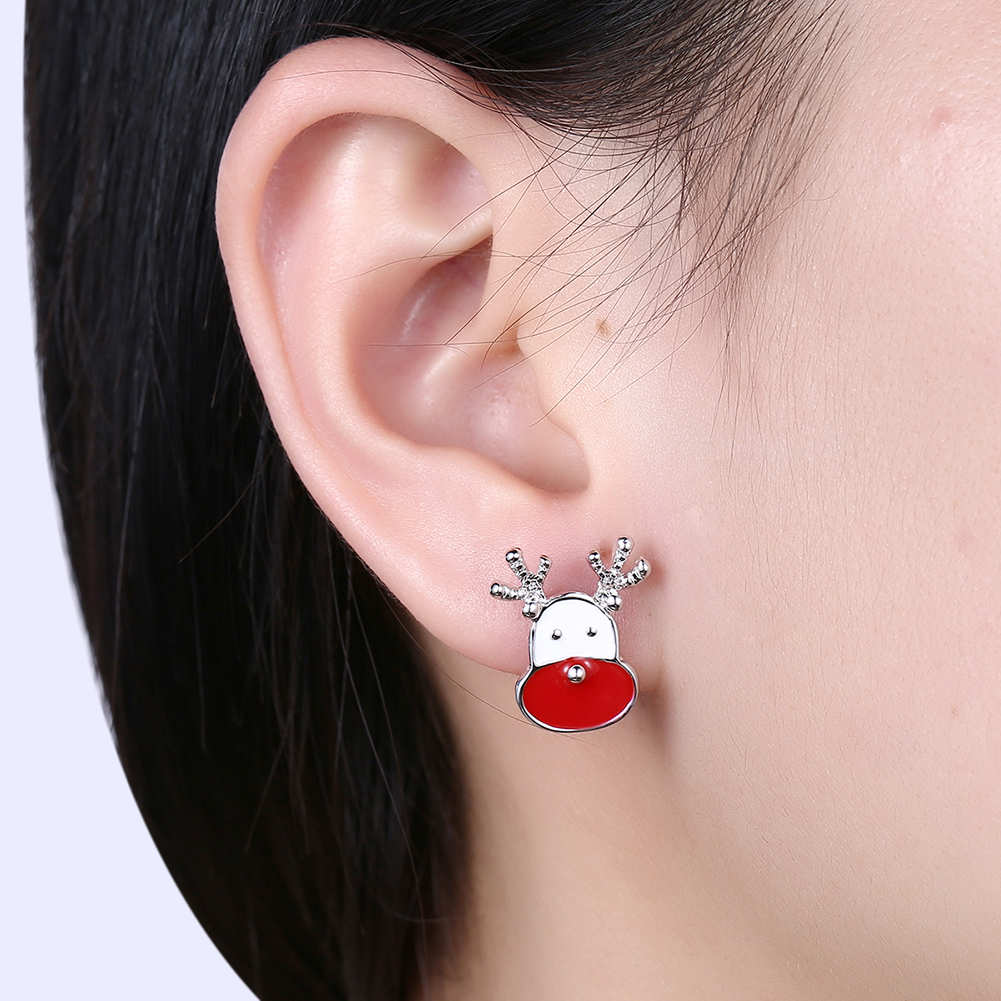 Enamel Christmas Candle Deer Charms Earrings Stud Party Fashion Jewelry Women Decoration