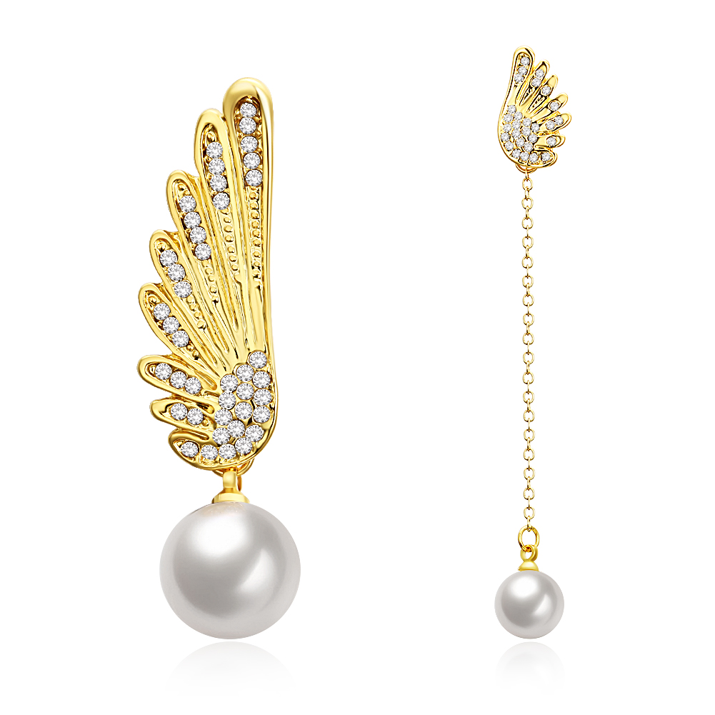 Christmas Gift Jewelry Charm Drip Oil Angel Wings Pearl Drop Earrings for Women Girls