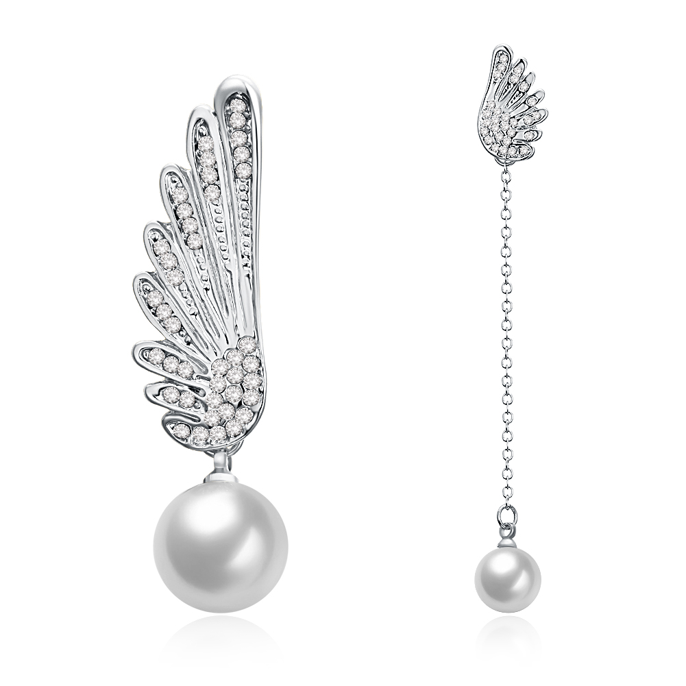 Christmas Gift Jewelry Charm Drip Oil Angel Wings Pearl Drop Earrings for Women Girls