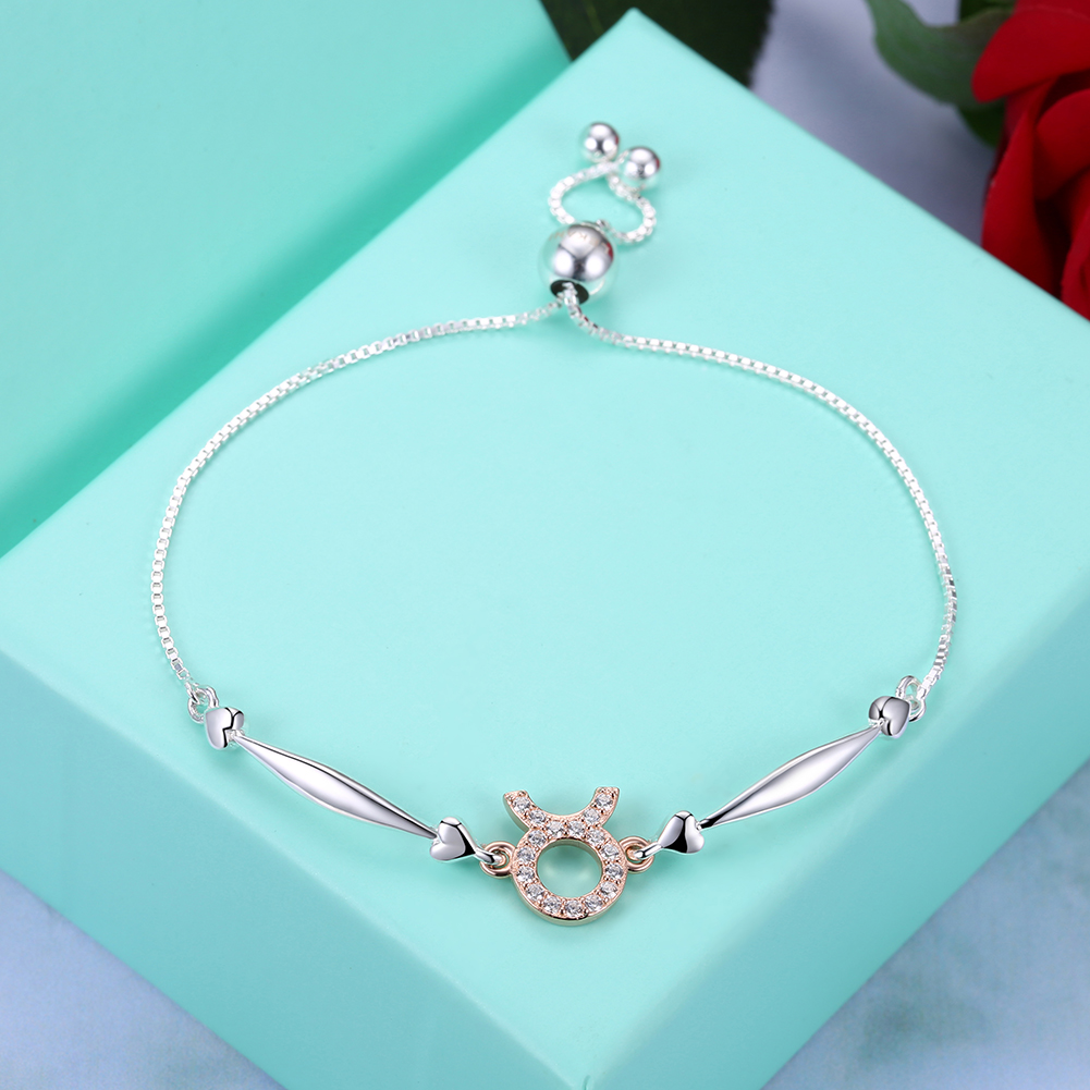 925 Sterling Silver 12 Constellation Bracelet taurus Fashion Trend Bracelets