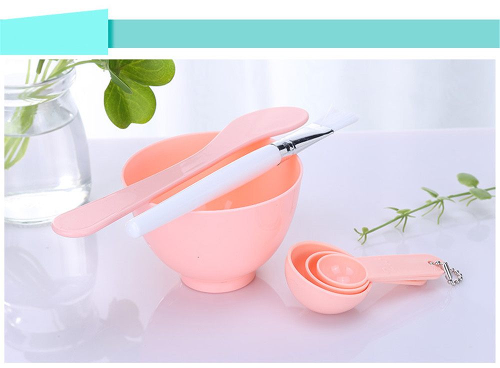 4 in 1 Women Face Skin Care Mask Mixing Bowl Stick Brush Pink Cosmetic Tool Set