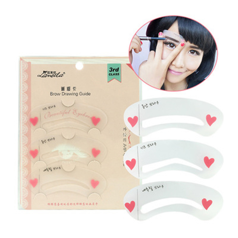 3 in 1 Fashion Easy Magic Eyebrow Shaping Stencils Card Artifact Applicance Guide Aids Thrush Tools