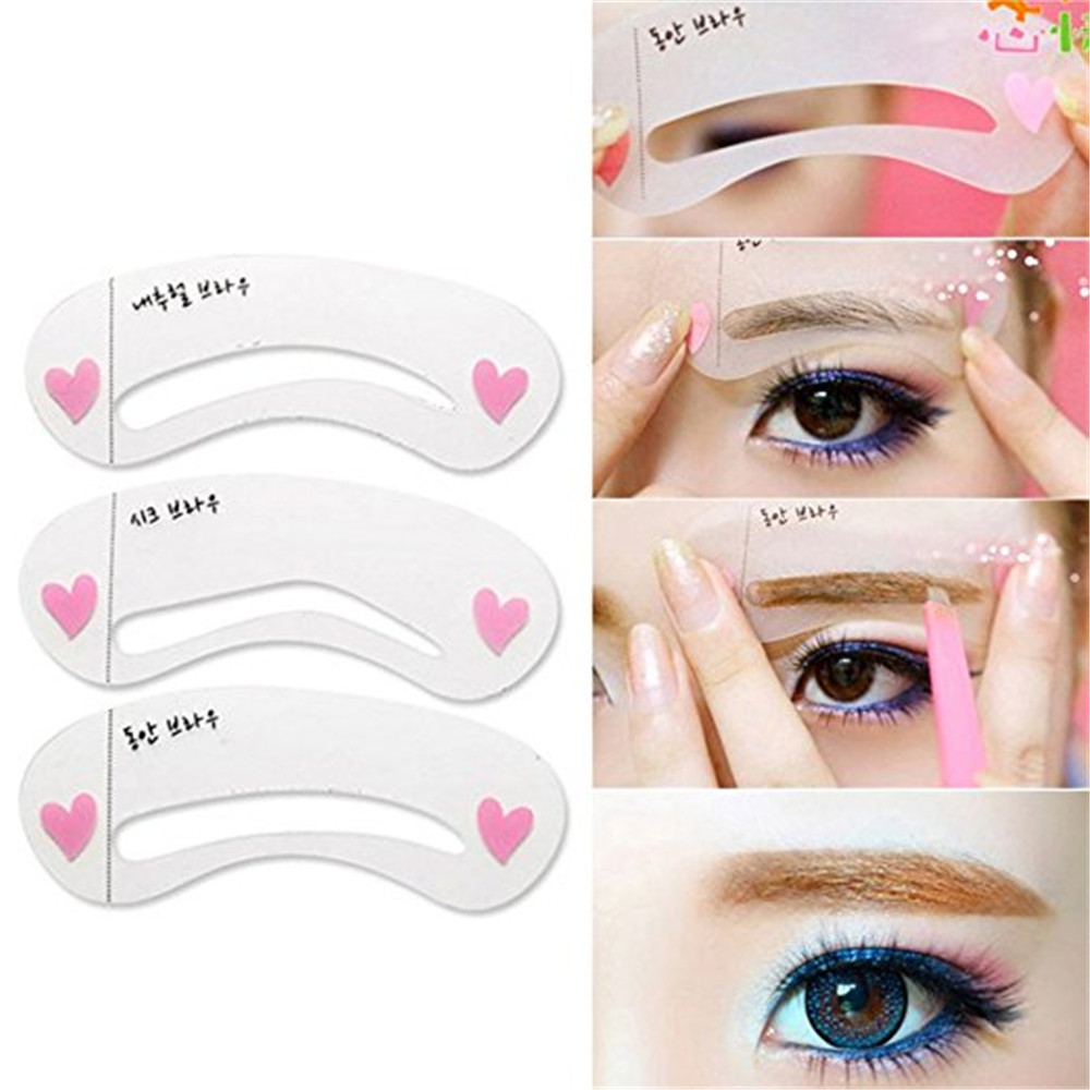 3 in 1 Fashion Easy Magic Eyebrow Shaping Stencils Card Artifact Applicance Guide Aids Thrush Tools