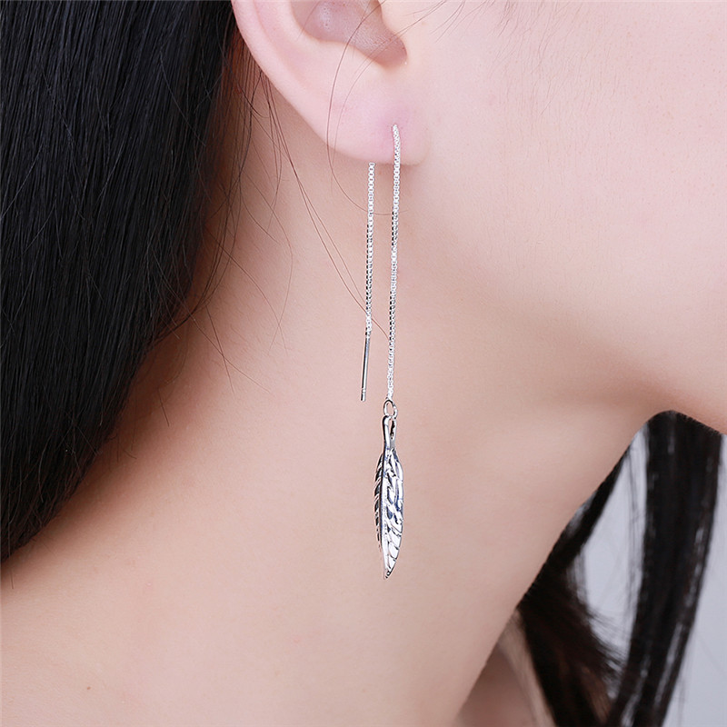 New Fashion Dangling Pendant Leaf Tassel Long Earrings Famale Trendy Drop Leaves Earrings Jewelry