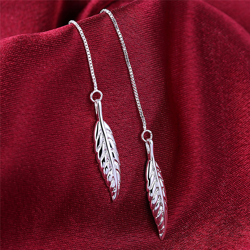 New Fashion Dangling Pendant Leaf Tassel Long Earrings Famale Trendy Drop Leaves Earrings Jewelry