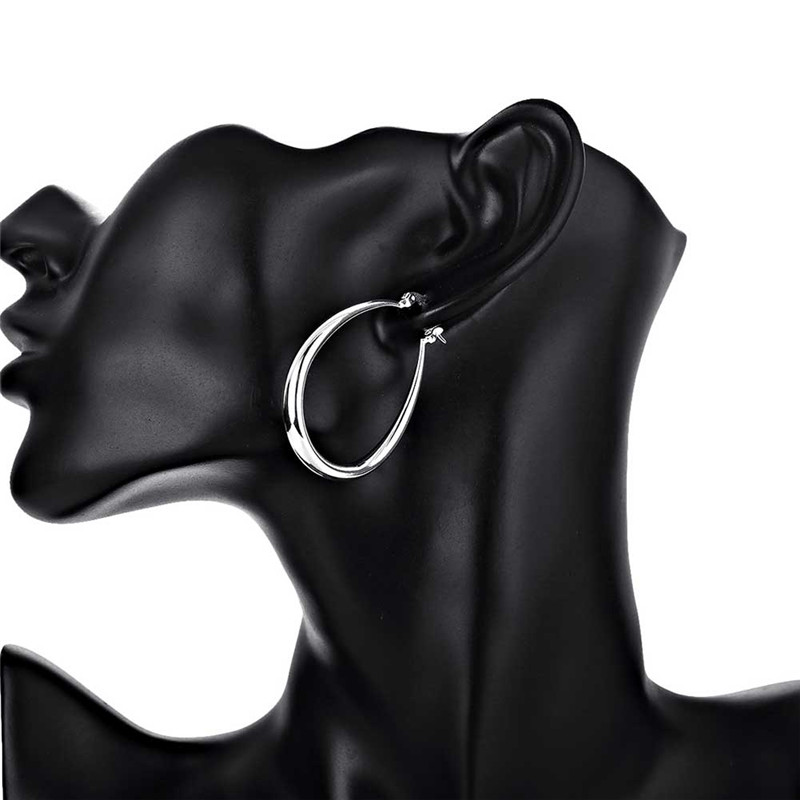 Silver Plated Fashion Stereo U-Shape Earrings Water Hoop Earrings for Women Simple Jewelry