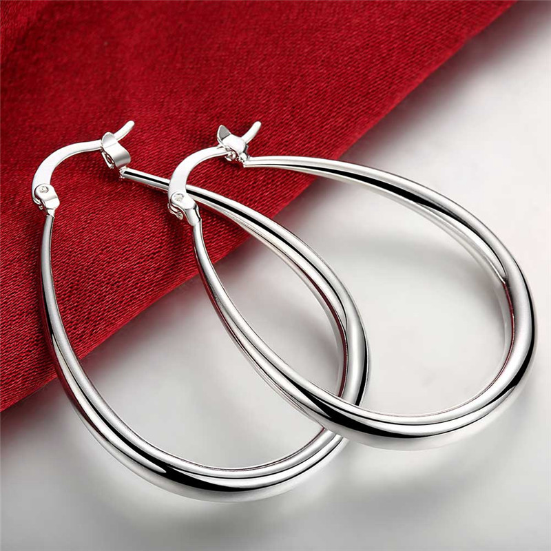 Silver Plated Fashion Stereo U-Shape Earrings Water Hoop Earrings for Women Simple Jewelry