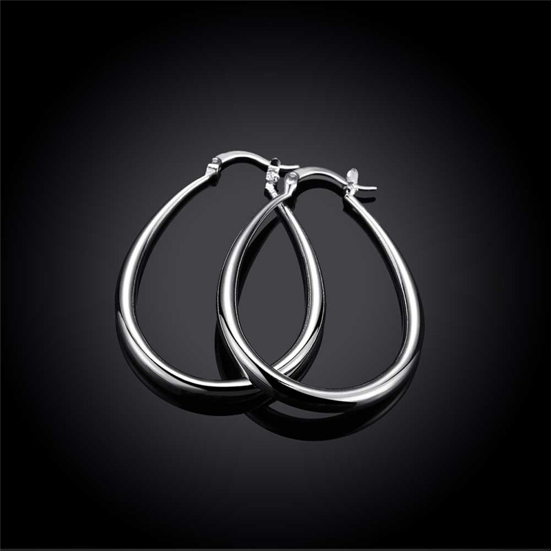 Silver Plated Fashion Stereo U-Shape Earrings Water Hoop Earrings for Women Simple Jewelry