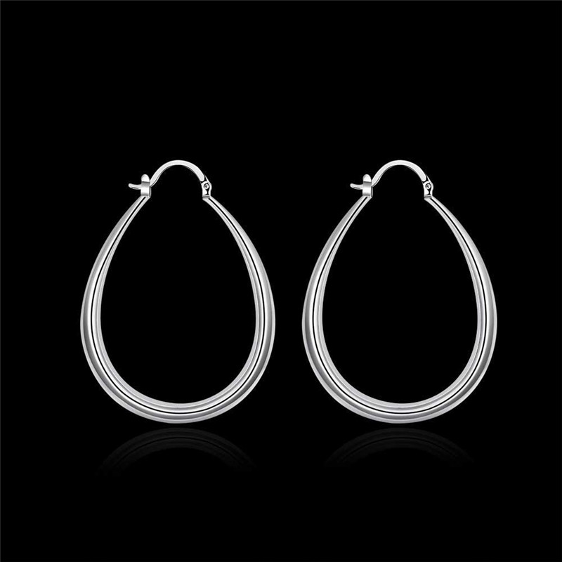 Silver Plated Fashion Stereo U-Shape Earrings Water Hoop Earrings for Women Simple Jewelry