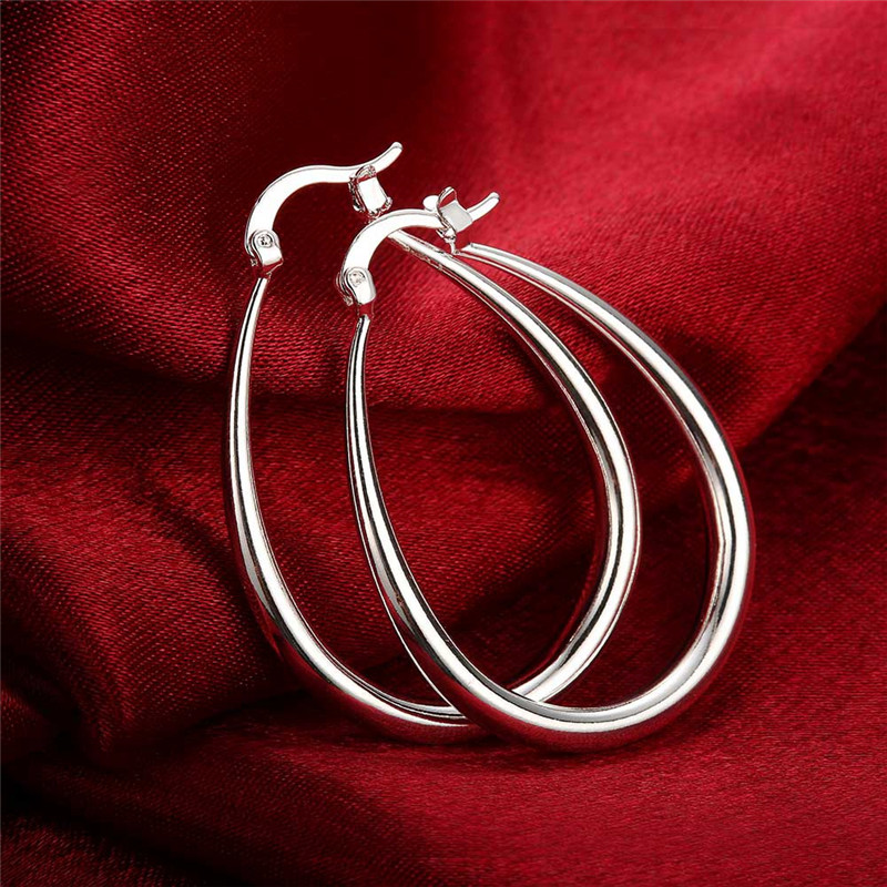 Silver Plated Fashion Stereo U-Shape Earrings Water Hoop Earrings for Women Simple Jewelry