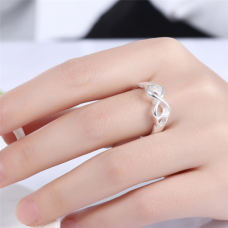 Women Fashion Infinity Rings Jewelry Silver Plated Finger Rings Silver Bowknot Ring Wedding Ring