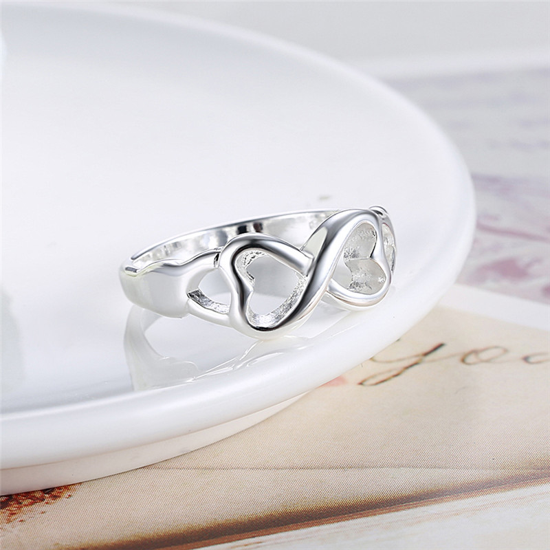 Women Fashion Infinity Rings Jewelry Silver Plated Finger Rings Silver Bowknot Ring Wedding Ring