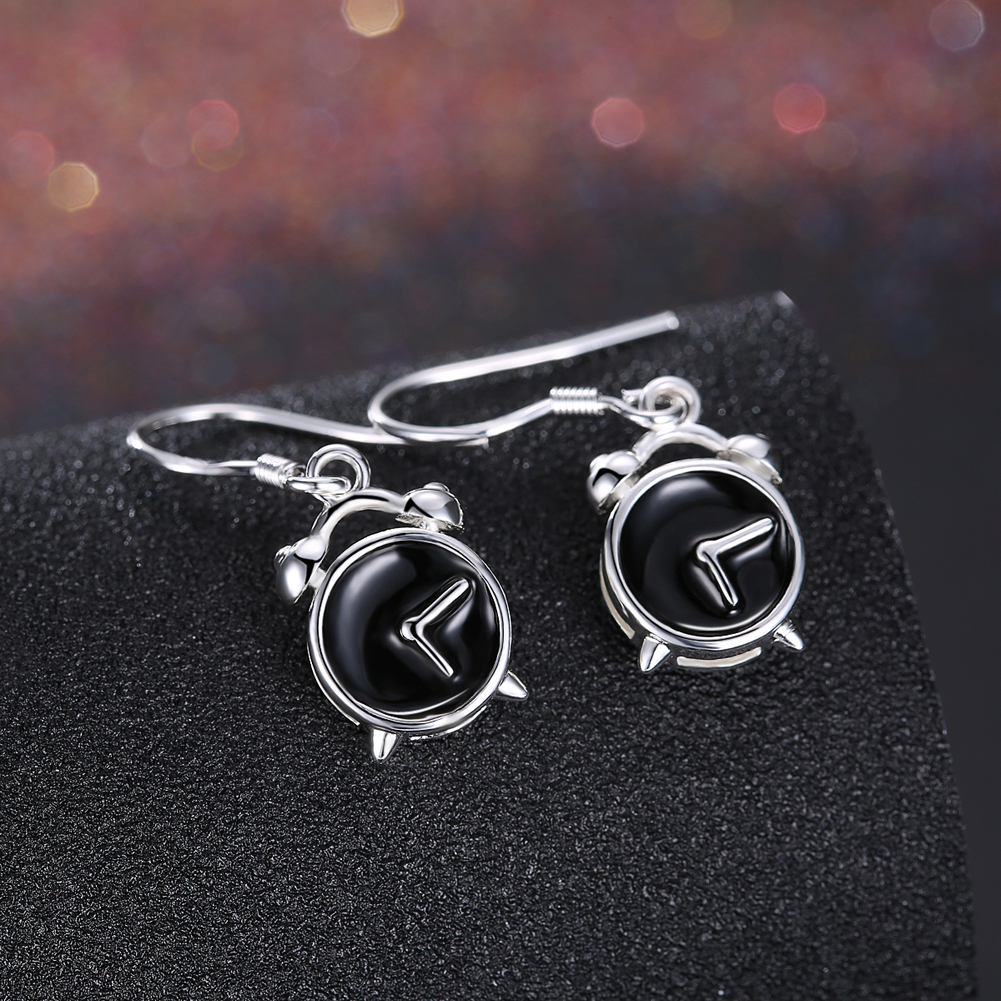 Women Alarm Clock Style Dangle Earrings Fashion Silver Color Copper Hook Ear Long Earring Jewelry