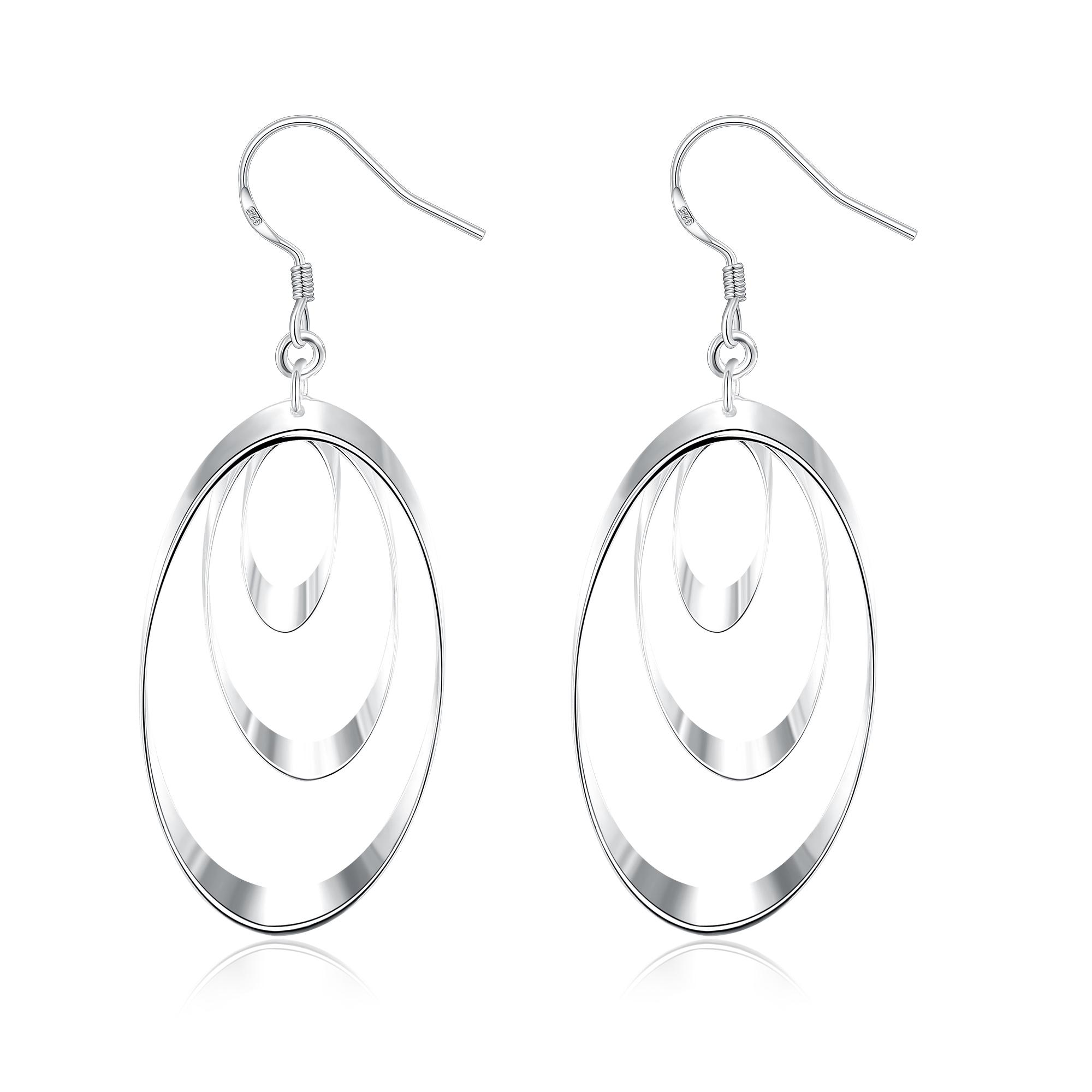 Silver Plated Fashion Charm Creative Female Earrings Ornate oval Silver Earrings