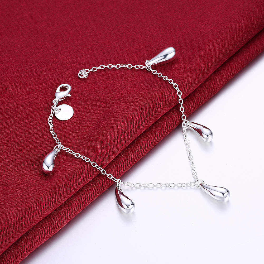 Silver Solid Color Bracelets For Women Simple Five Water Drop Fashion Women Jewelry Bracelet