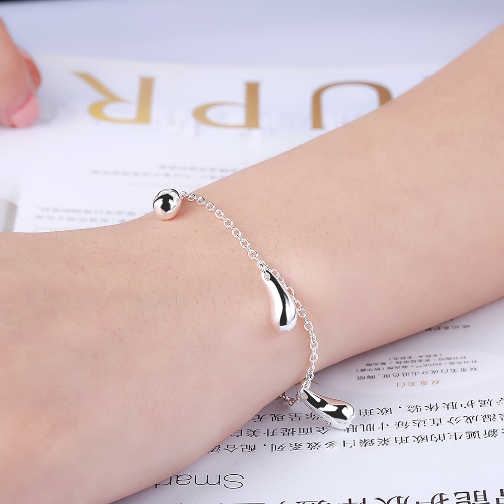 Silver Solid Color Bracelets For Women Simple Five Water Drop Fashion Women Jewelry Bracelet