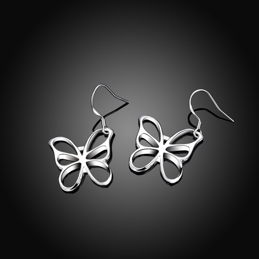 Silver Plated Earring 925 Jewelry Silver Hollow Butterfly Earrings