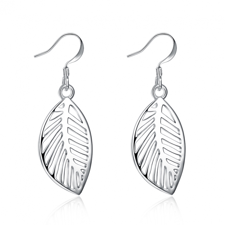 Silver Color Leaf Drop Earrings Alloy Hollow Leaves Dangle Charm Statement Earring Women Jewelry