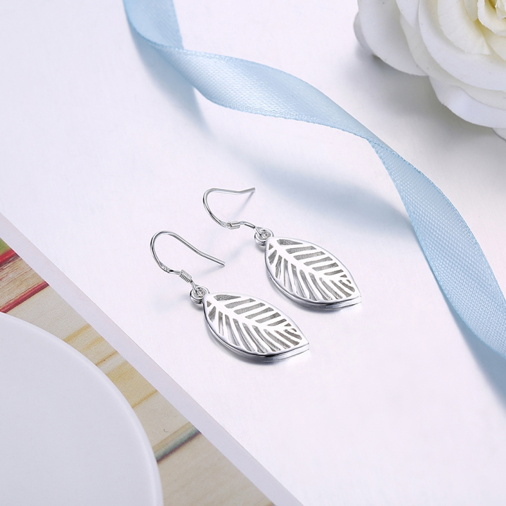 Silver Color Leaf Drop Earrings Alloy Hollow Leaves Dangle Charm Statement Earring Women Jewelry