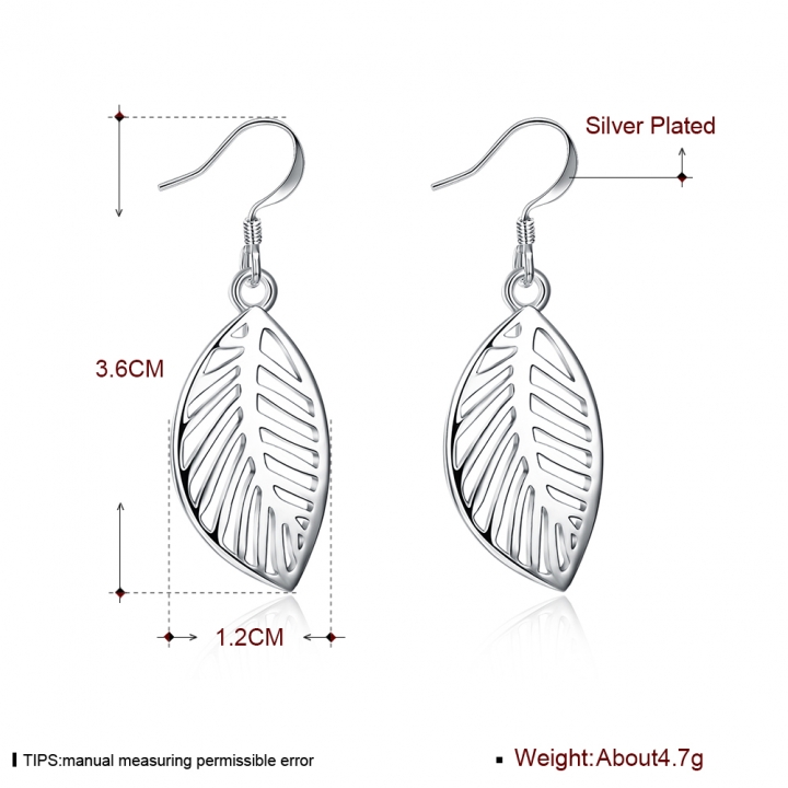 Silver Color Leaf Drop Earrings Alloy Hollow Leaves Dangle Charm Statement Earring Women Jewelry