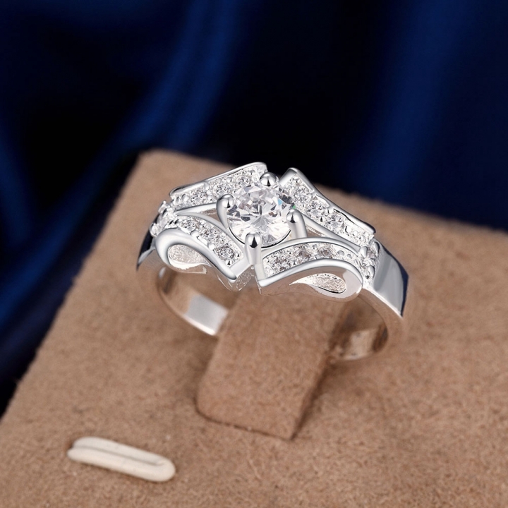 Quality Silver Plated Ring Silver Finger Rings for Women Jewelry Accessories Crystal Stone Girl Gift