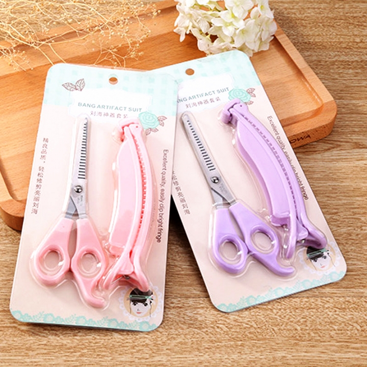 2PCS Kit Home DIY Hair Cutting Scissors Hairdressing Scissors Bangs Scissors Personal Hair Tools