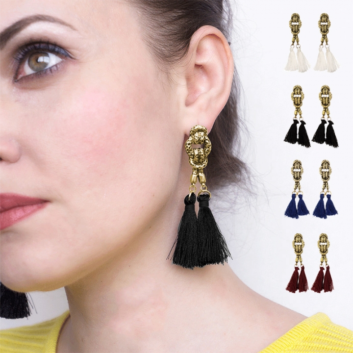 Boho Rope Ethnic Bohemian Tassel Earrings Gold Stud Earrings Jewelry for Women Girls