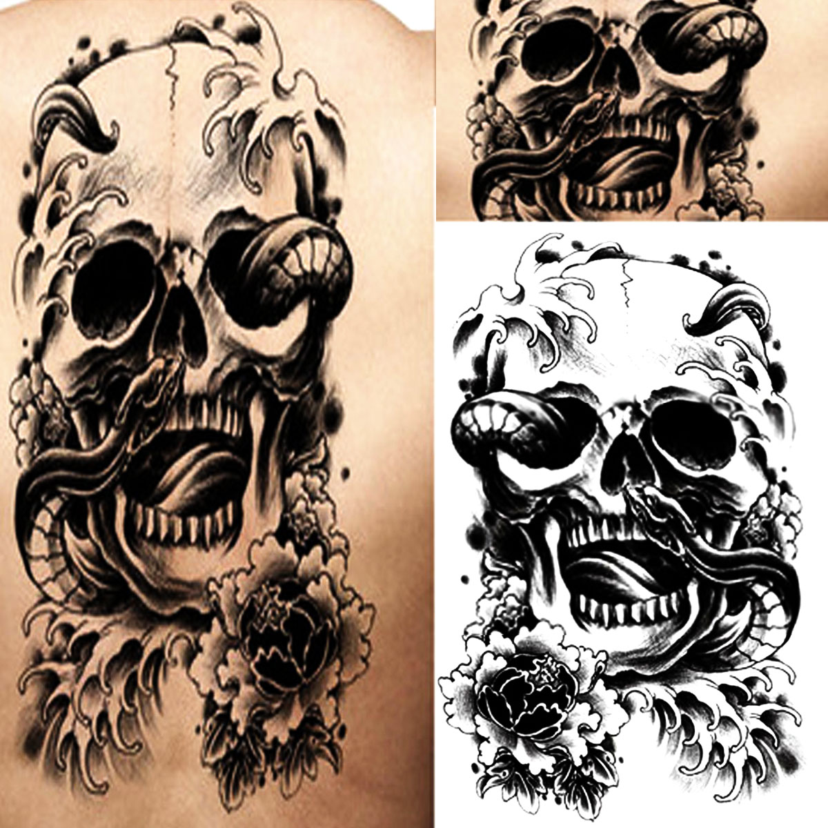 Halloween Tattoo Decals Skull Body Art Waterproof Paper Tattoo Stickers