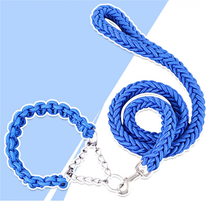 Pet Adjustable Nylon Dog Rope Slip Training Walking Leash Pet Collar Traction Rope for Large Dogs