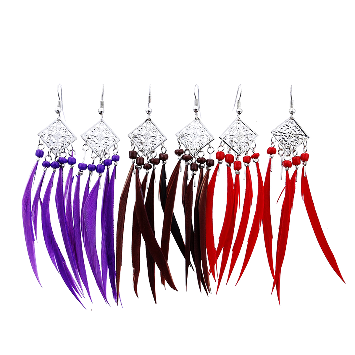 New Feather Tassel Earrings Retro Dangle Drop Earring Fashion Women Jewelry