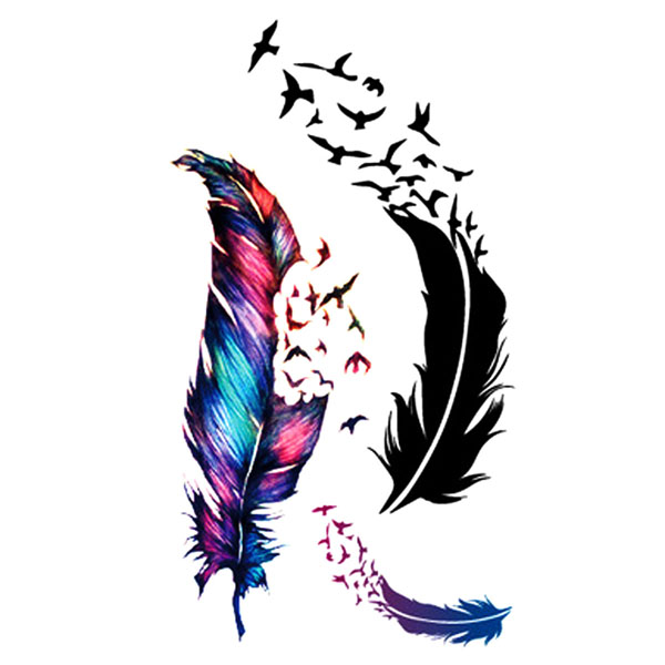 1pc  Cool Colorful Feather Tattoo Stickers Waterproof Temporary Tattoo Body Art
