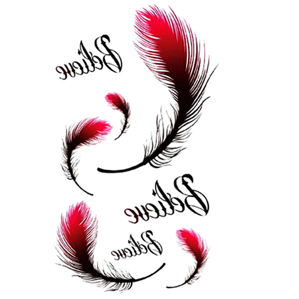 1pc  Cool Colorful Feather Tattoo Stickers Waterproof Temporary Tattoo Body Art